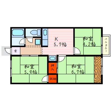 サンハイツ大柳の物件間取画像